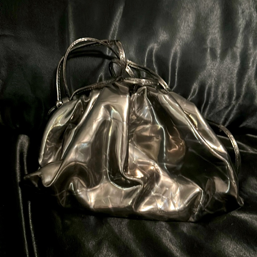 Bottega Veneta mini pouch crushed metallic leather clutch